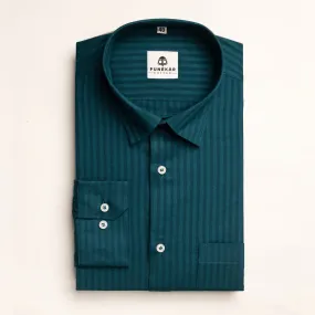 Peacock Color vertical Cotton stripe Shirt For Men