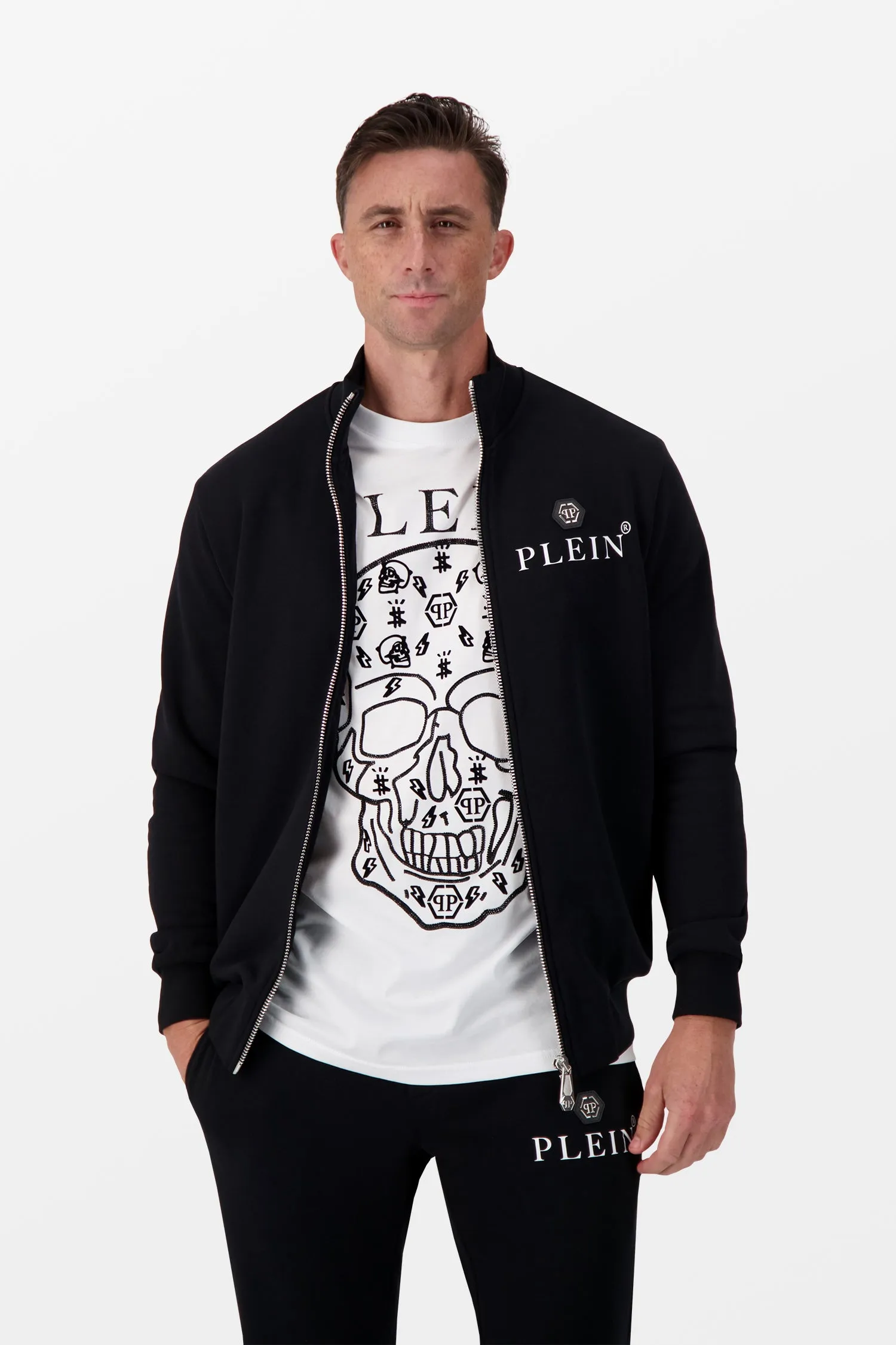 Philipp Plein Black Hexagon Mens Designer Jogging Tracksuit