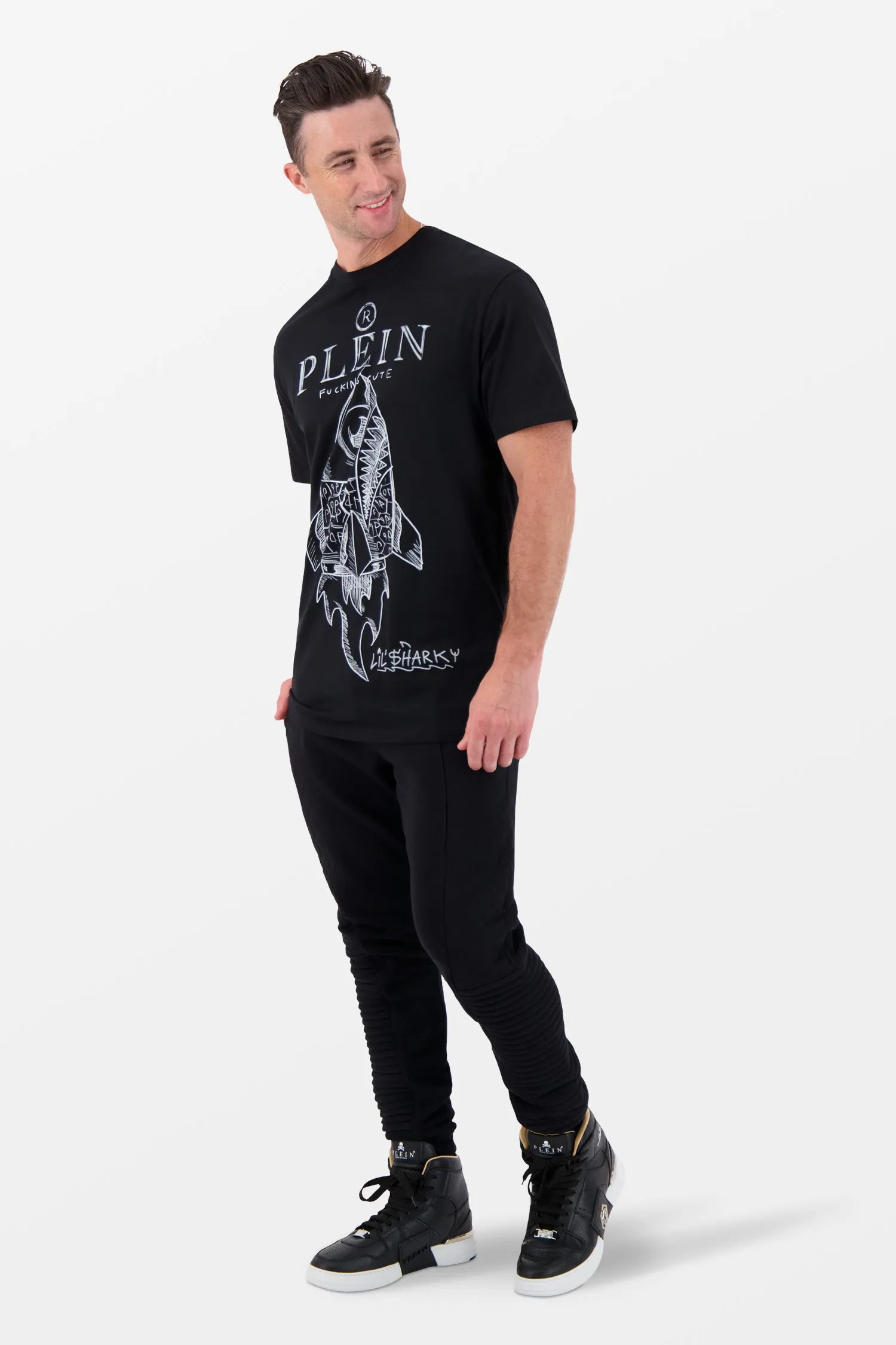 Philipp Plein Black Round Neck SS Lil’ $hark T-Shirt