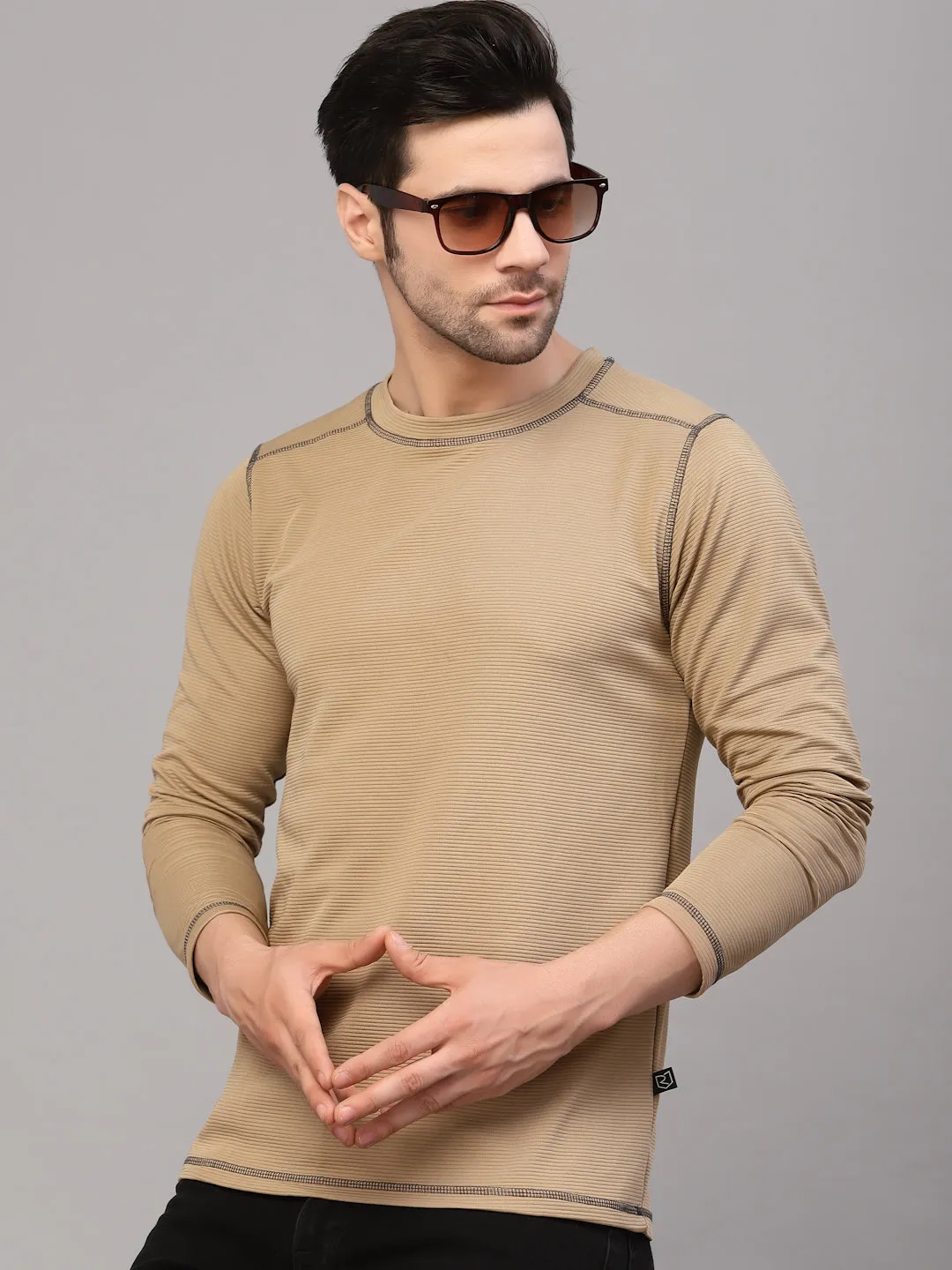 Poly Corduroy Round Neck T-Shirt