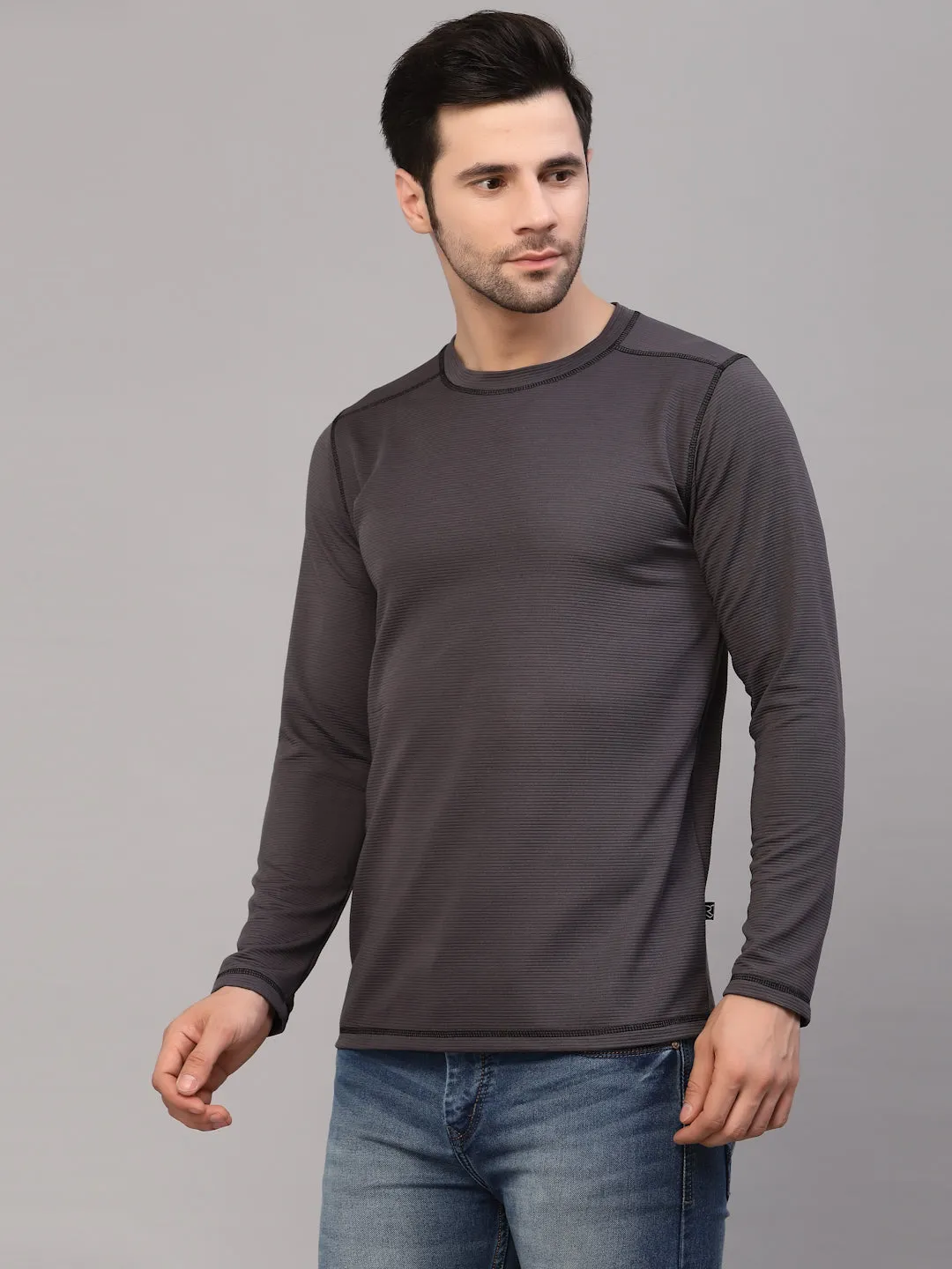 Poly Corduroy Round Neck T-Shirt