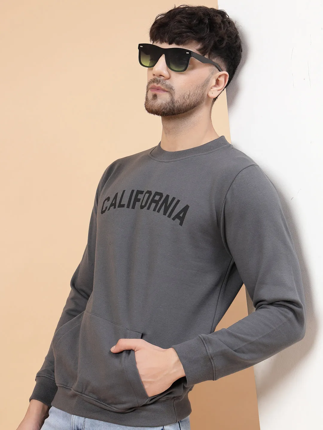 Printed Round Neck Fleece  Sweatshirt