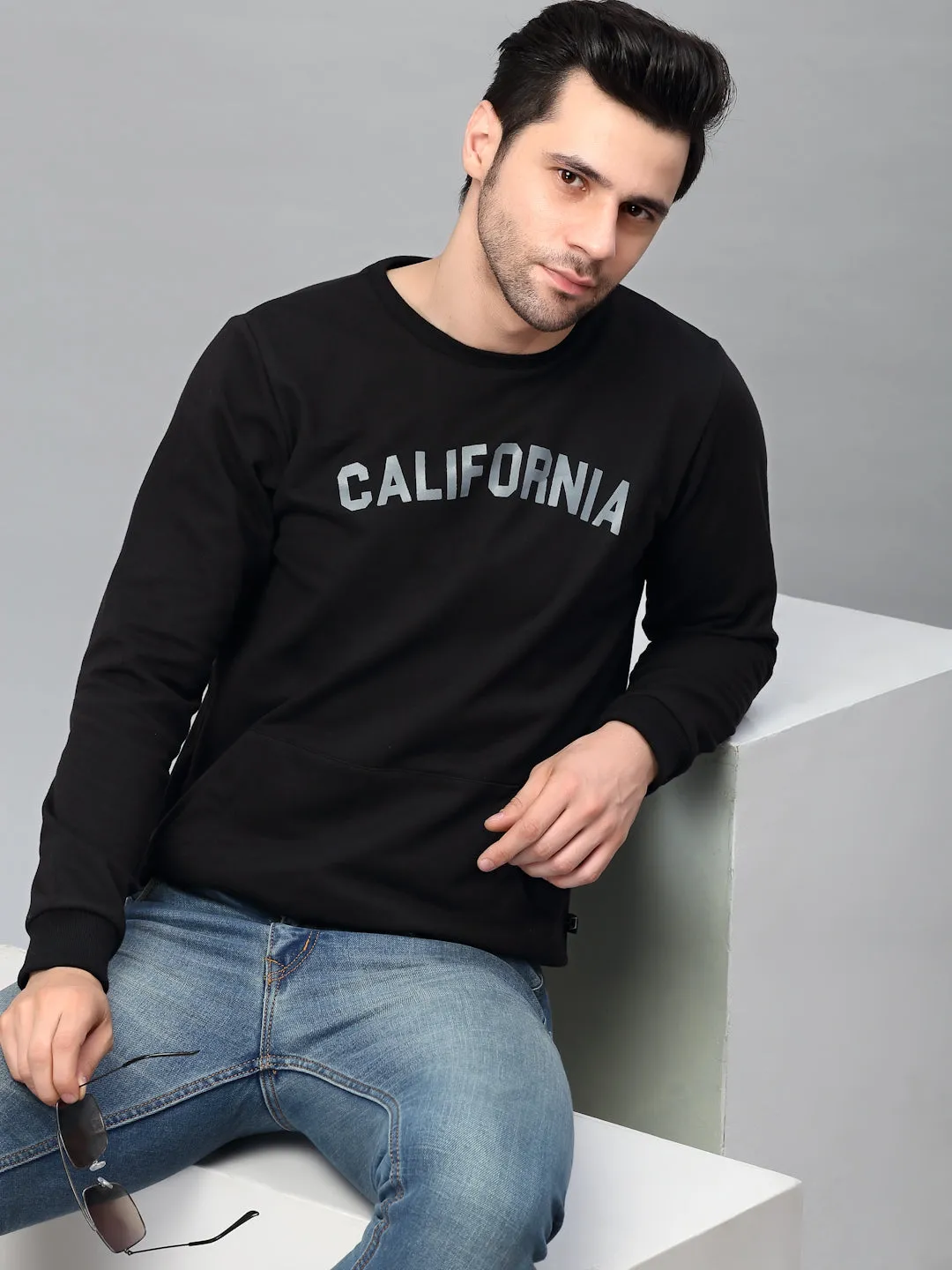 Printed Round Neck  Fleece Sweatshirt