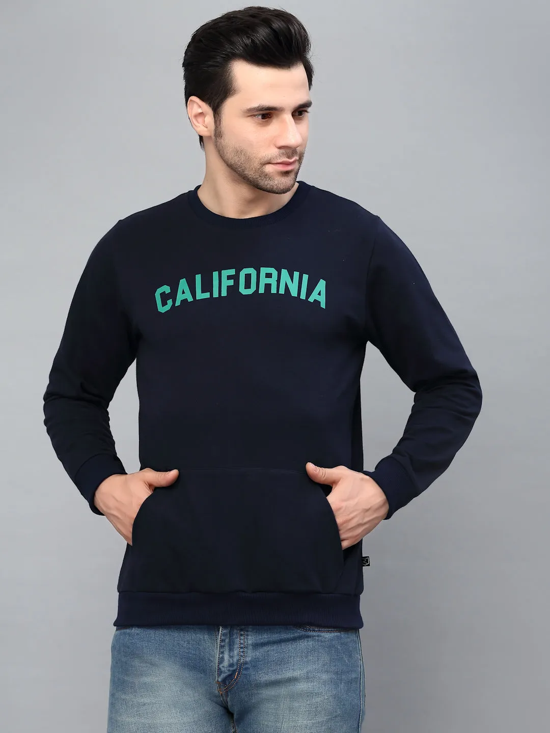 Printed Round Neck Fleece  Sweatshirt