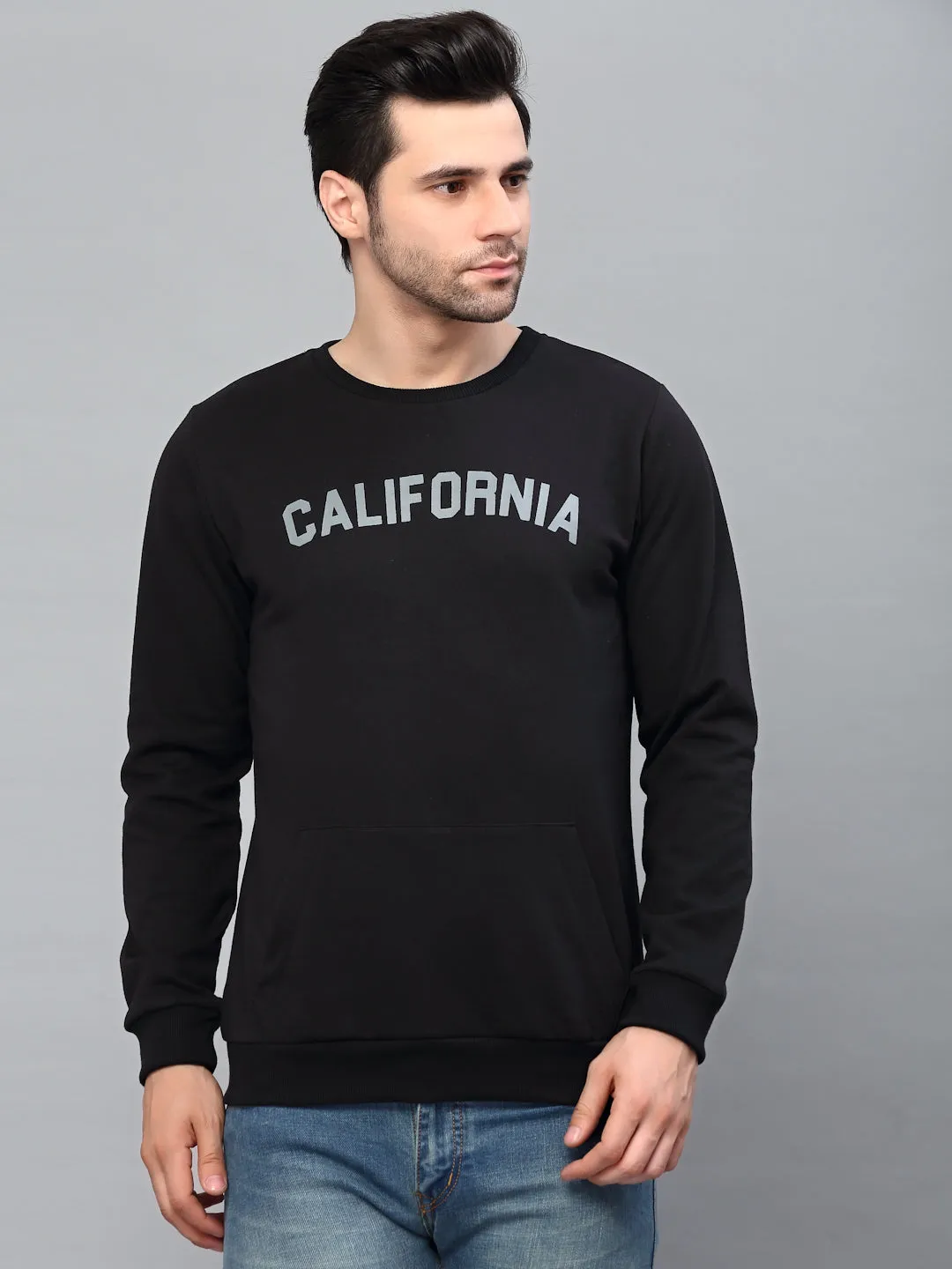 Printed Round Neck  Fleece Sweatshirt