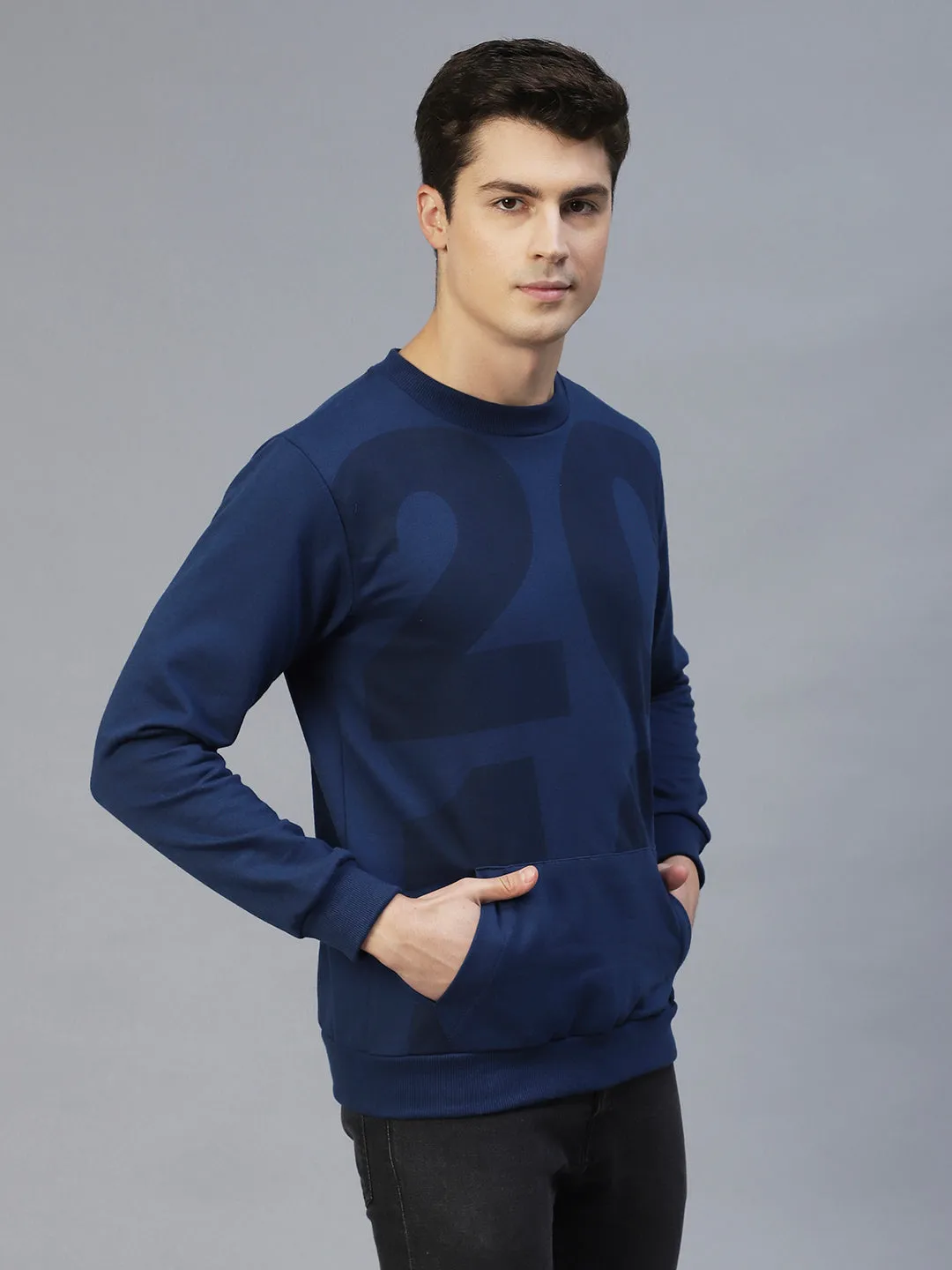 Printed Round Neck Fleece Sweatshirt