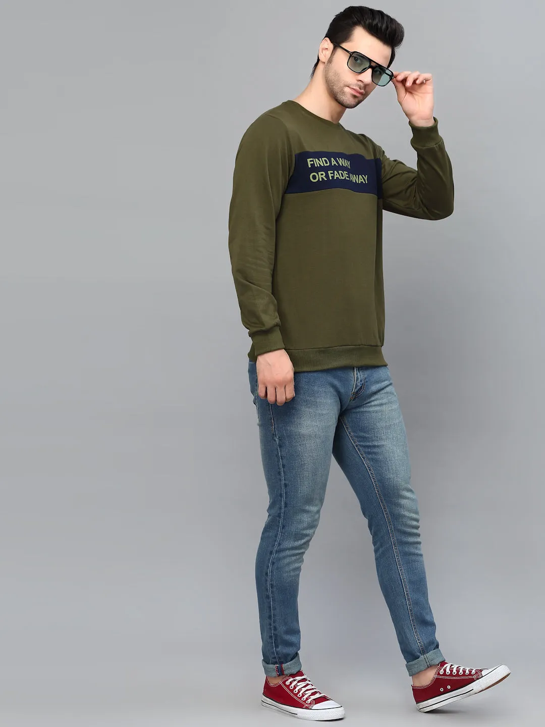 Printed Round Neck Terry Sweatshirt