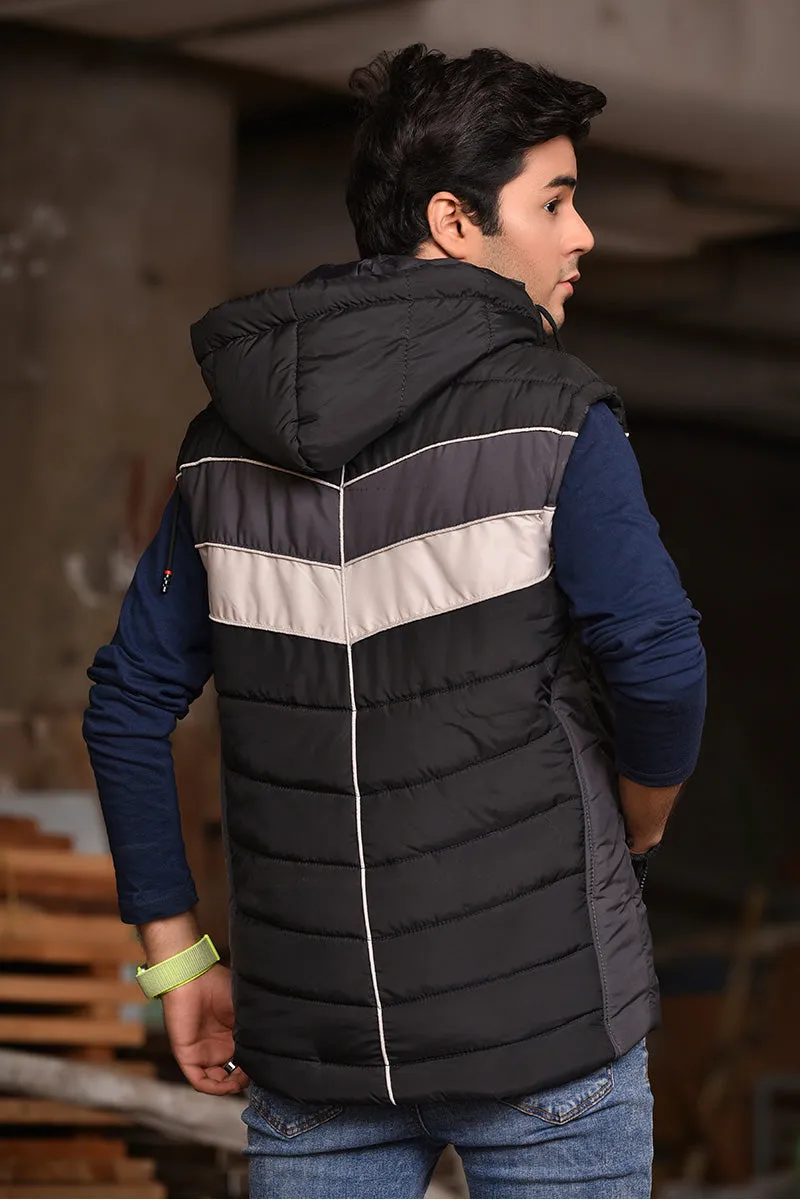 Puffer Jacket With A Down And Feather Blend Black-Mix