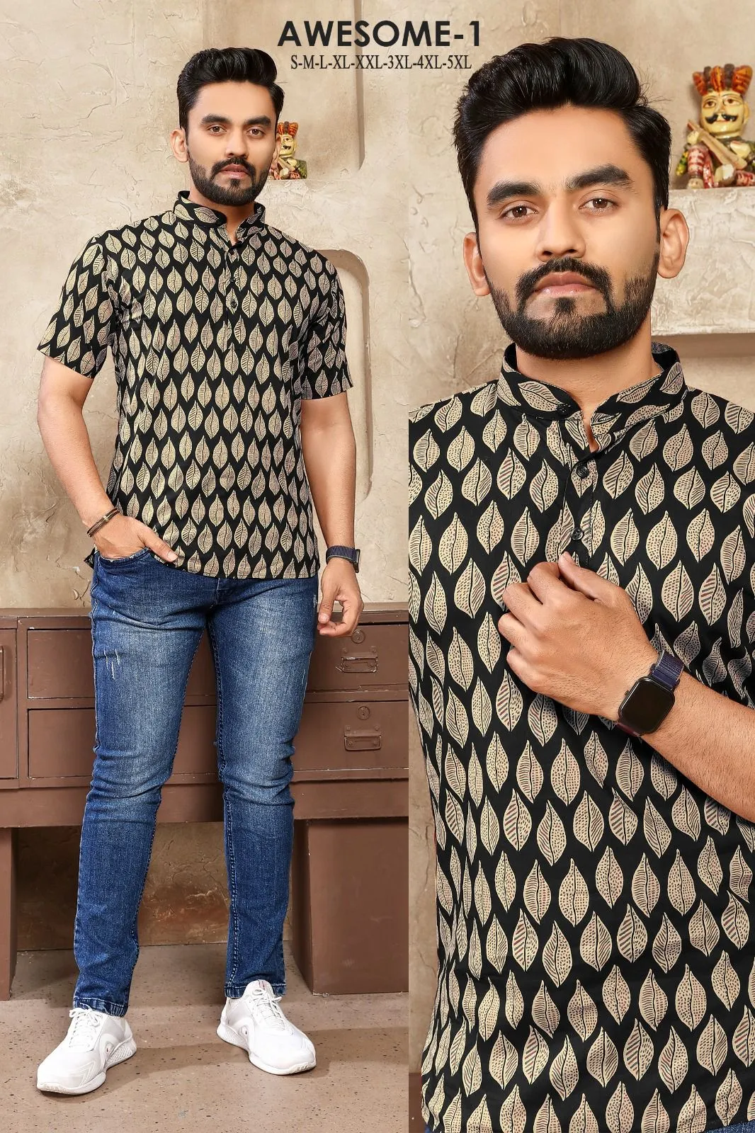 Pure Cotton Print Men's Party wear Shirt