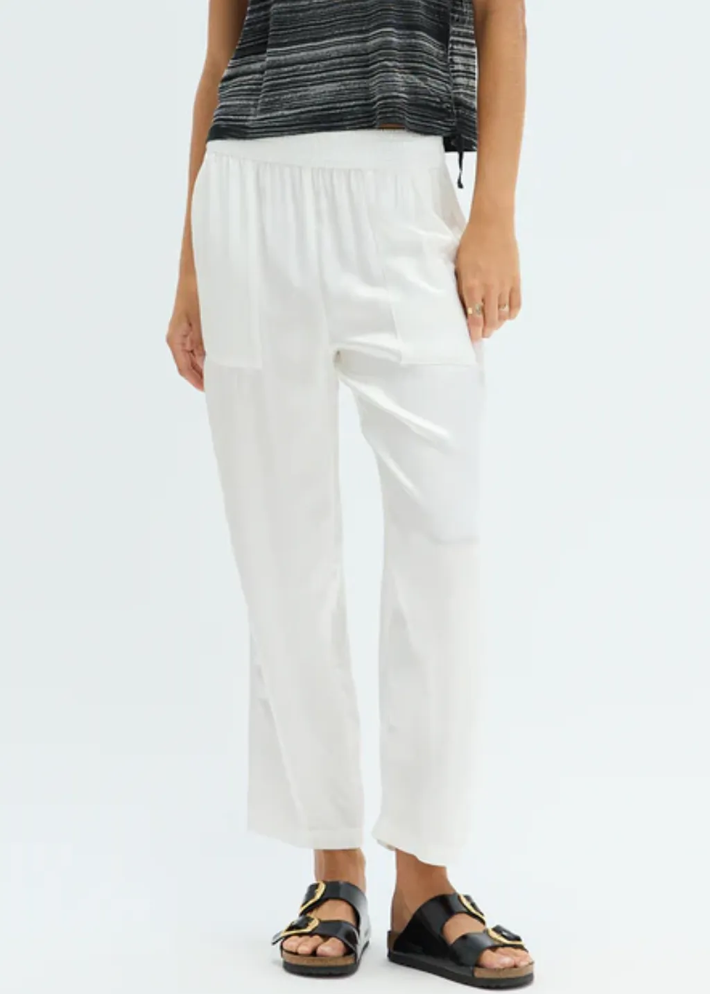 Raquel Allegra Trapunto Pant in Ivory