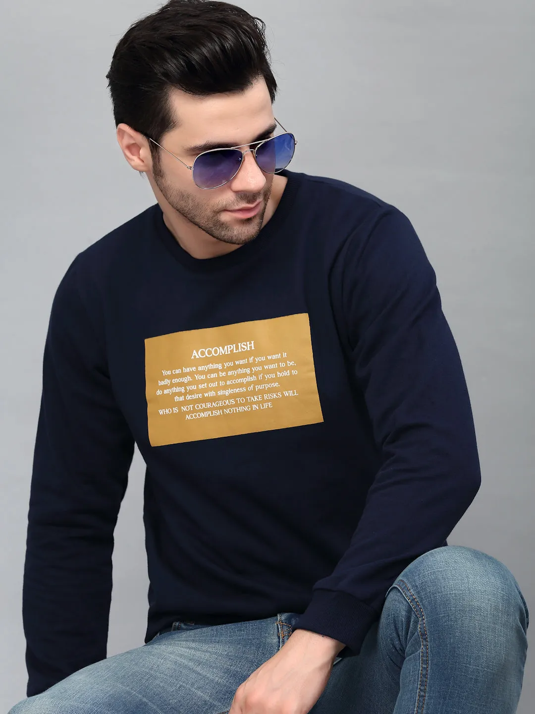 Round Neck Printed Fleece Sweatshirt