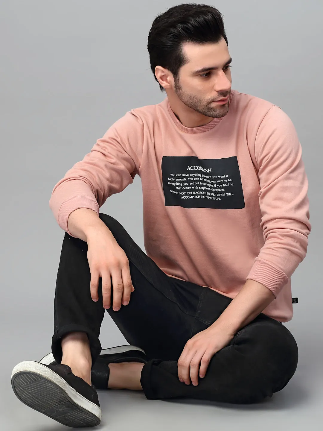 Round Neck Printed Fleece Sweatshirt