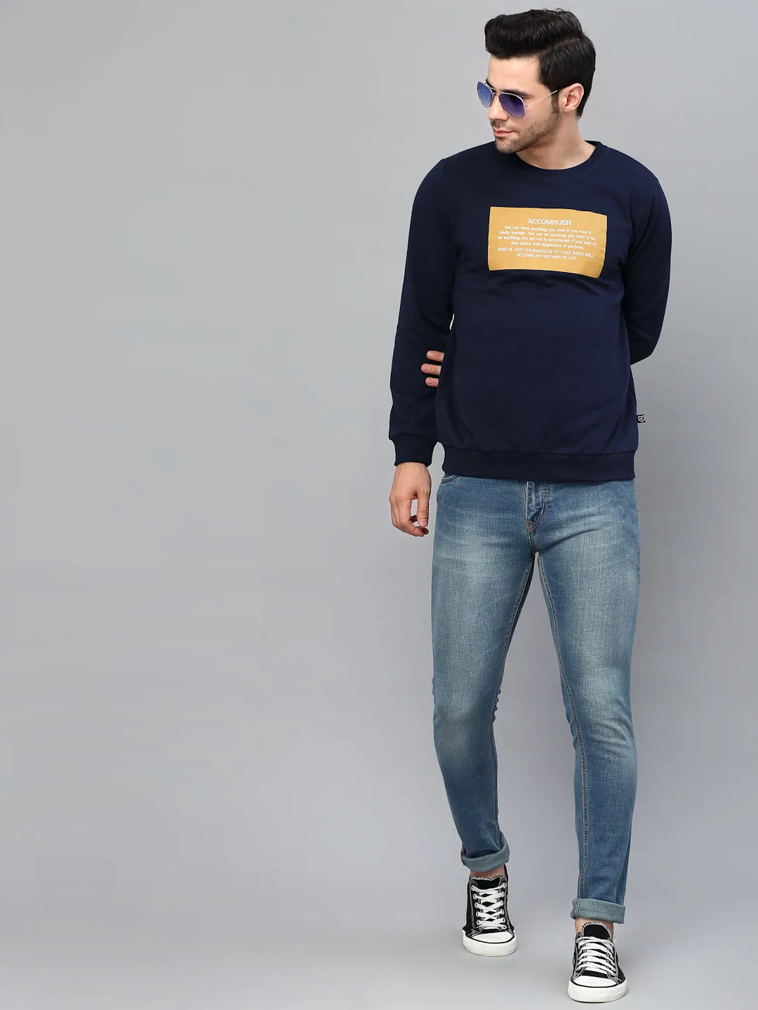 Round Neck Printed Fleece Sweatshirt