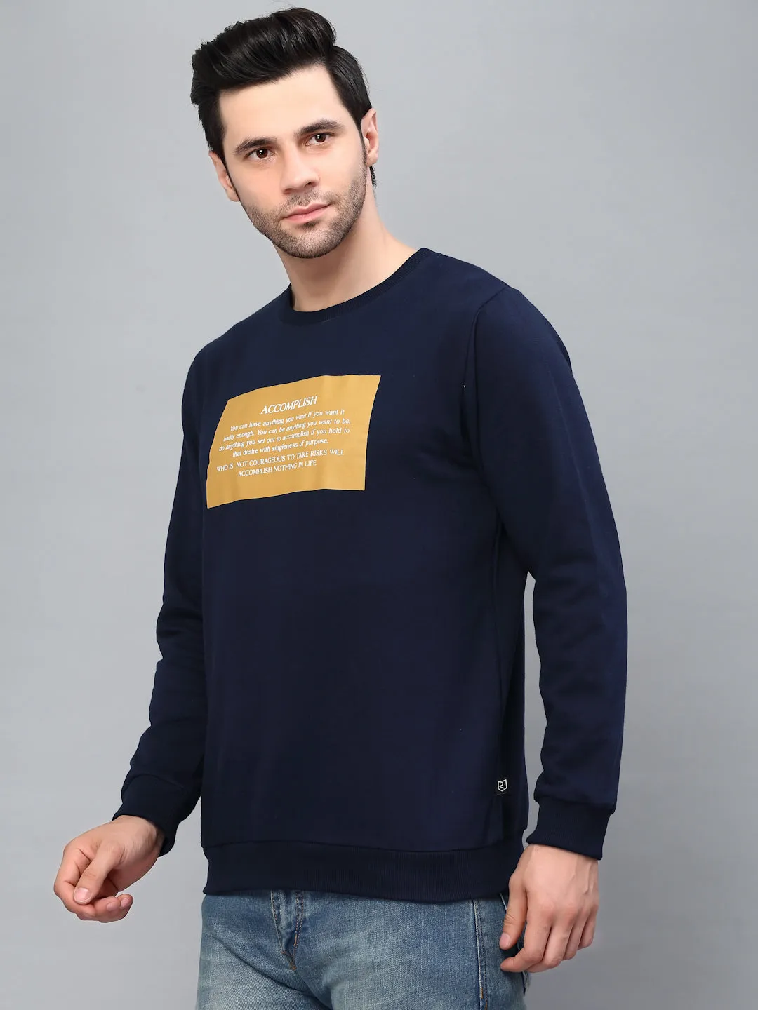 Round Neck Printed Fleece Sweatshirt