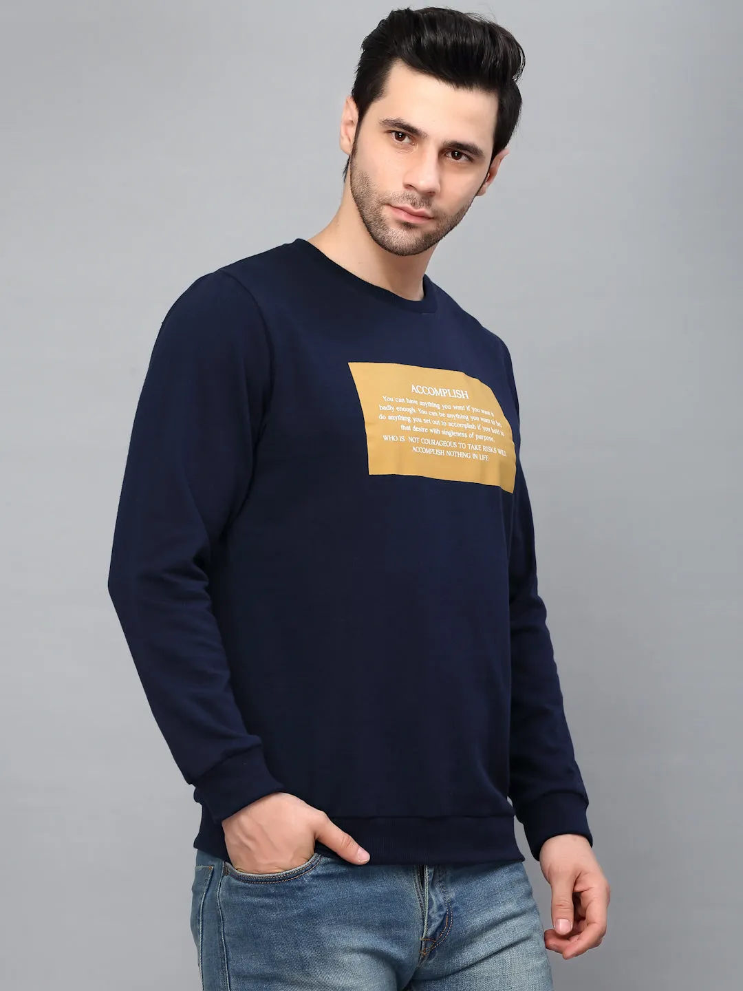 Round Neck Printed Fleece Sweatshirt