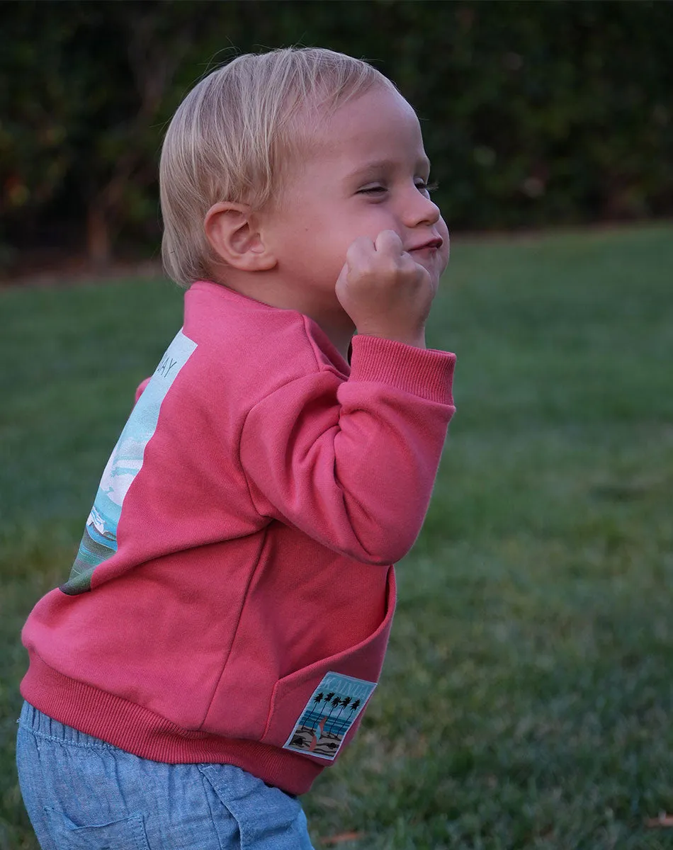 Skeleton Bay Sweatshirt with kangaroo pocket red- Kids