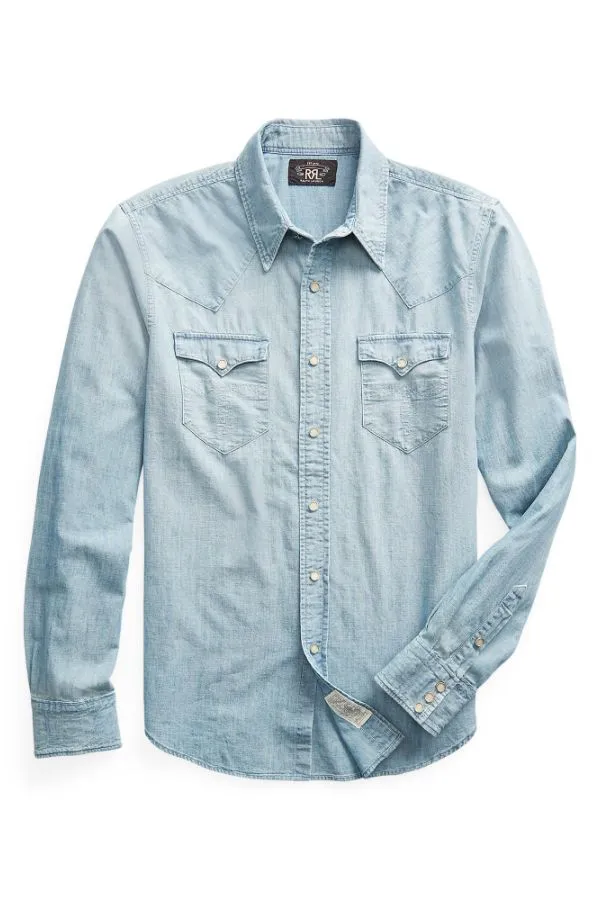 Slim Fit Chambray Western Shirt