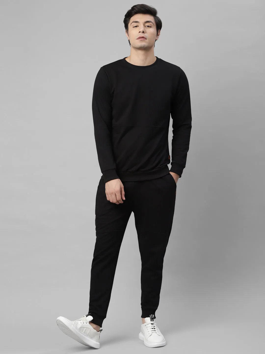 Solid Round Neck Terry Track Suit