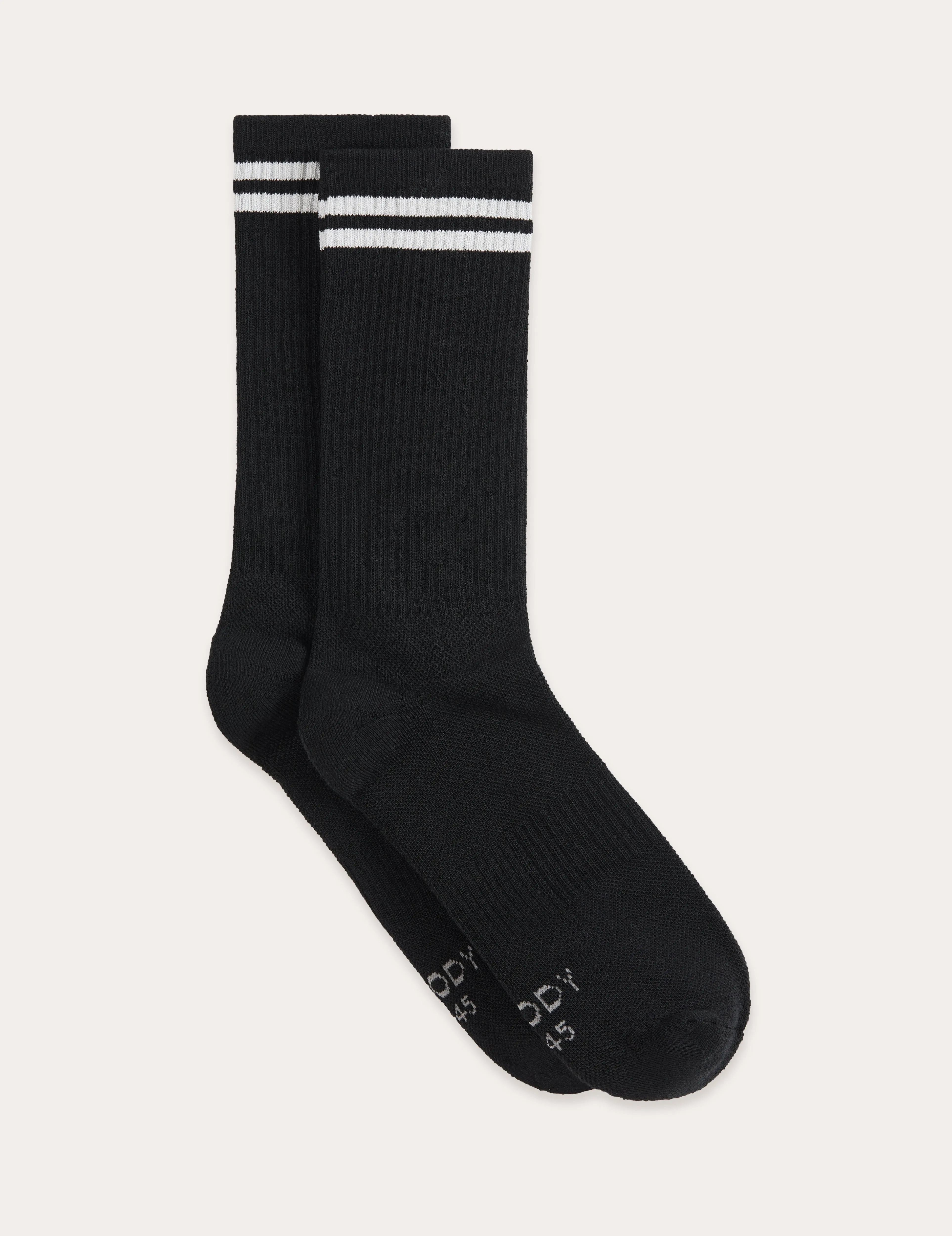 Striped Cushioned Crew Socks - Black/Grey