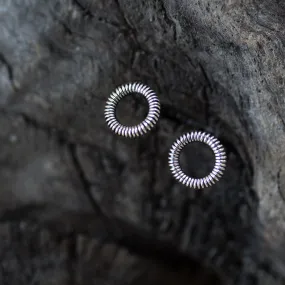 Tiny Wire Wrapped Circle Coil Studs, Sterling Silver