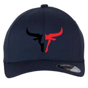 Two Tone Bullhead 6 Panel Mid Profile Flexfit Closed Back Twill Cap - From Small to 2XL Big Size