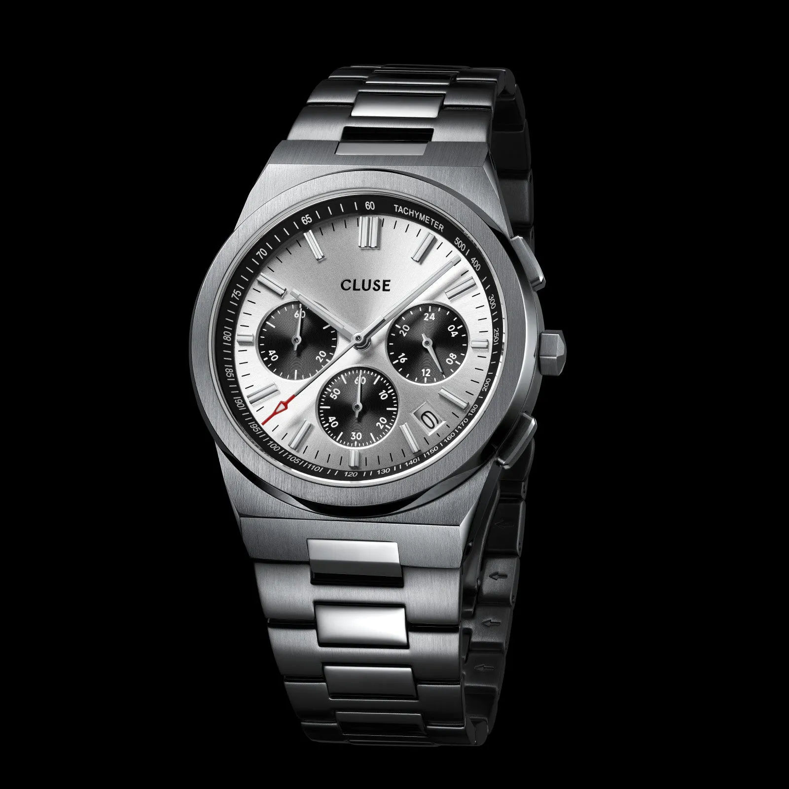 Vigoureux Chrono Steel Silver and Black, Silver Colour