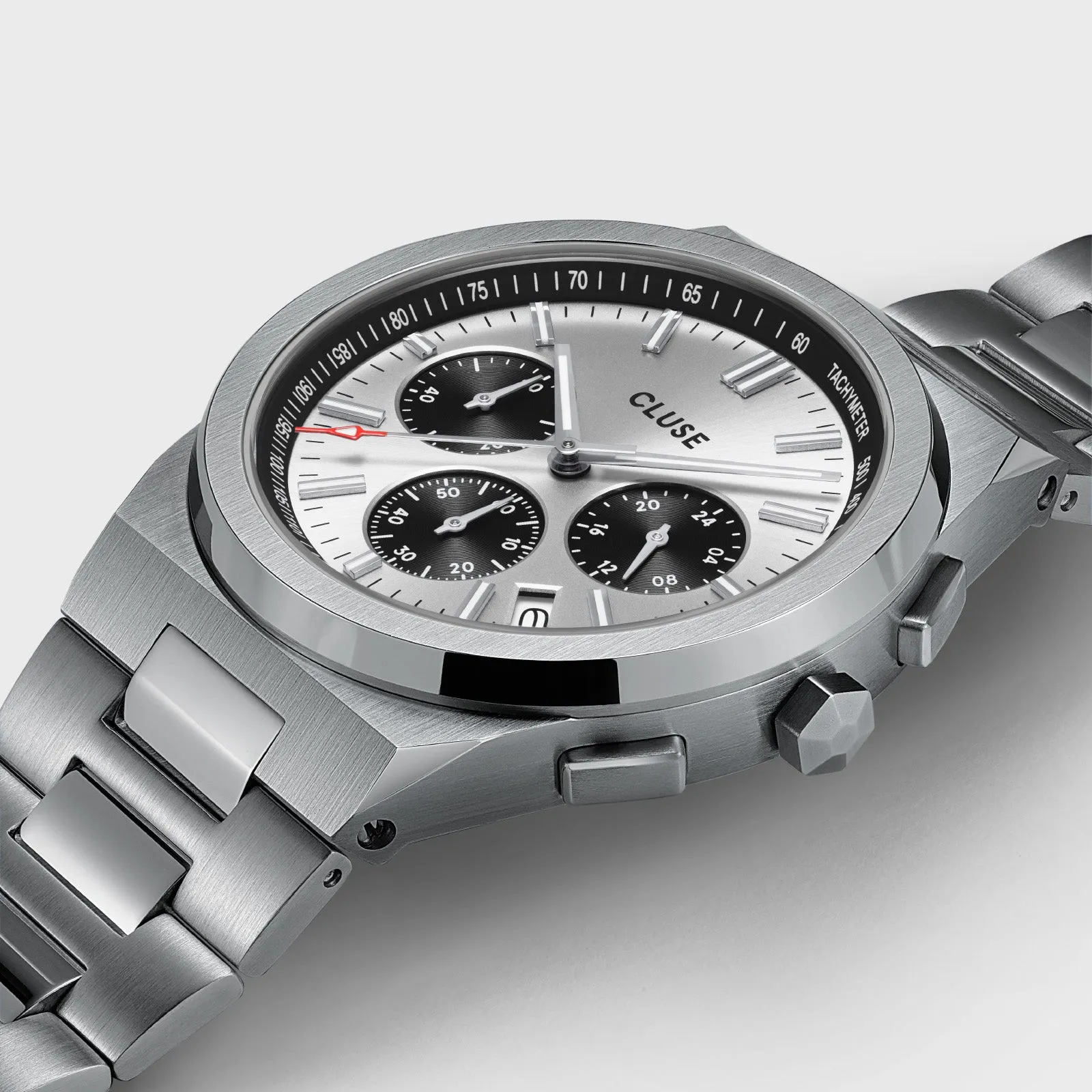 Vigoureux Chrono Steel Silver and Black, Silver Colour