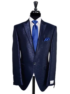 WILVORST Navy Brocade Evening Tuxedo Jacket